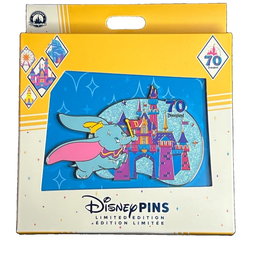 Disneyland 70th Dumbo Sleeping Beauty Castle Jumbo Disney Pin LE 3000